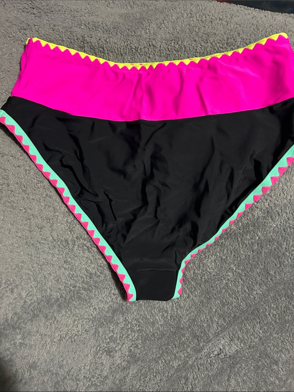 NWT Popvil Black Swim Set with Neon Pink and Aqua Trim - Picture 10 of 12